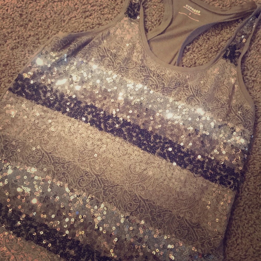 Sequin and lace racerback tank